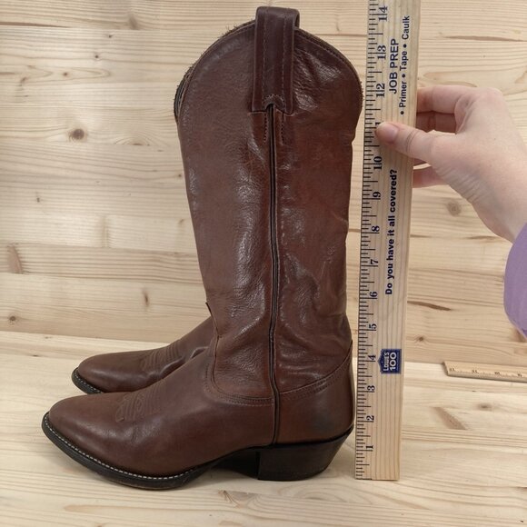 Tony Lama VTG Cowboy Boots Womens Size 7 Brown Leather Western Rodeo Pointed Toe - Picture 8 of 16
